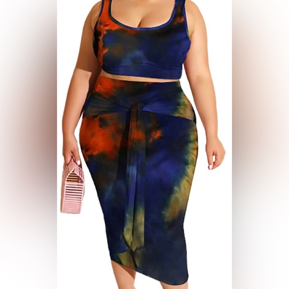 Stretchy 2 Piece Dresses Bodycon
Tanks Crop Top Bandage Midi Ski…
